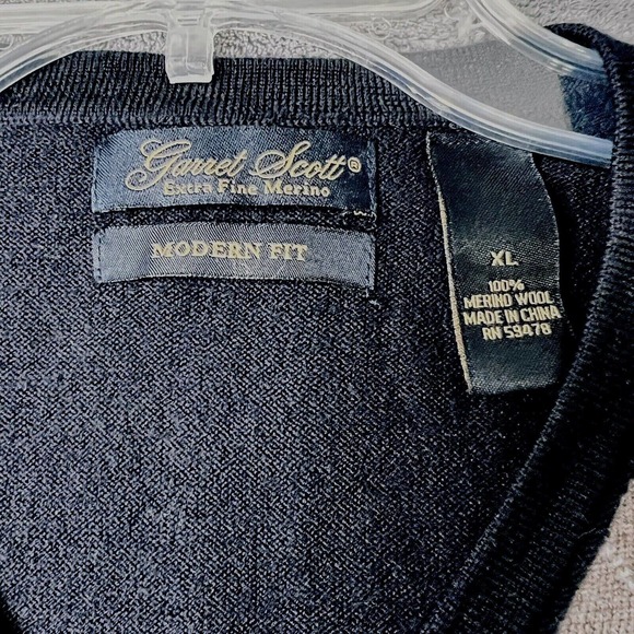 Garret Scott Sweater Vest Mens XL Golf Argyle Extra Fine Merino Wool Pullover - Picture 5 of 5